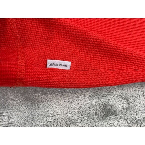 Christmas Eddie Bauer Thermal Shirt Womens Large Red Dog Graphic Long Sleeve Y2K - Picture 7 of 8